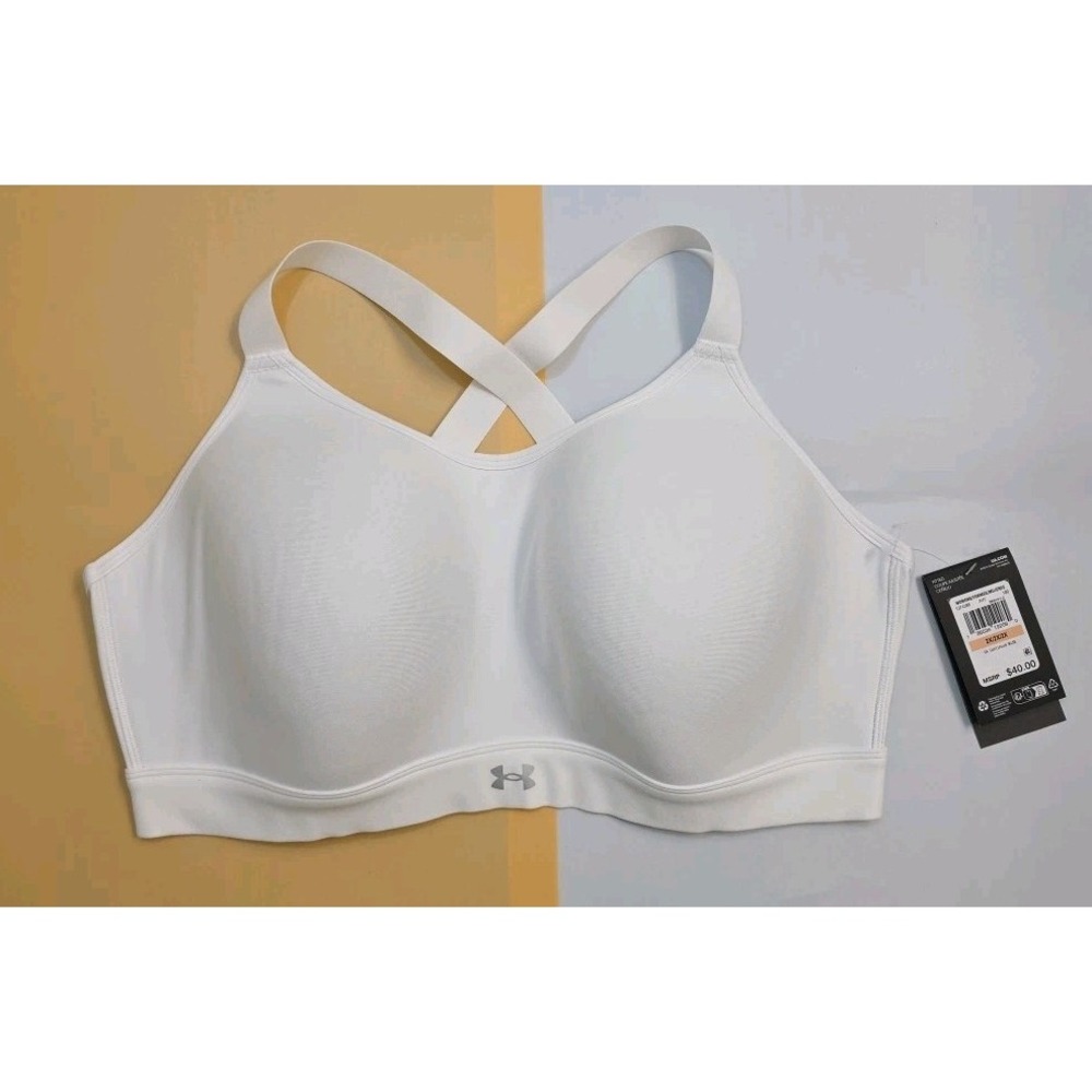 Under Armour UA Continuum Mid Sports Bra White 2X 1374399-100 Medium Support NWT